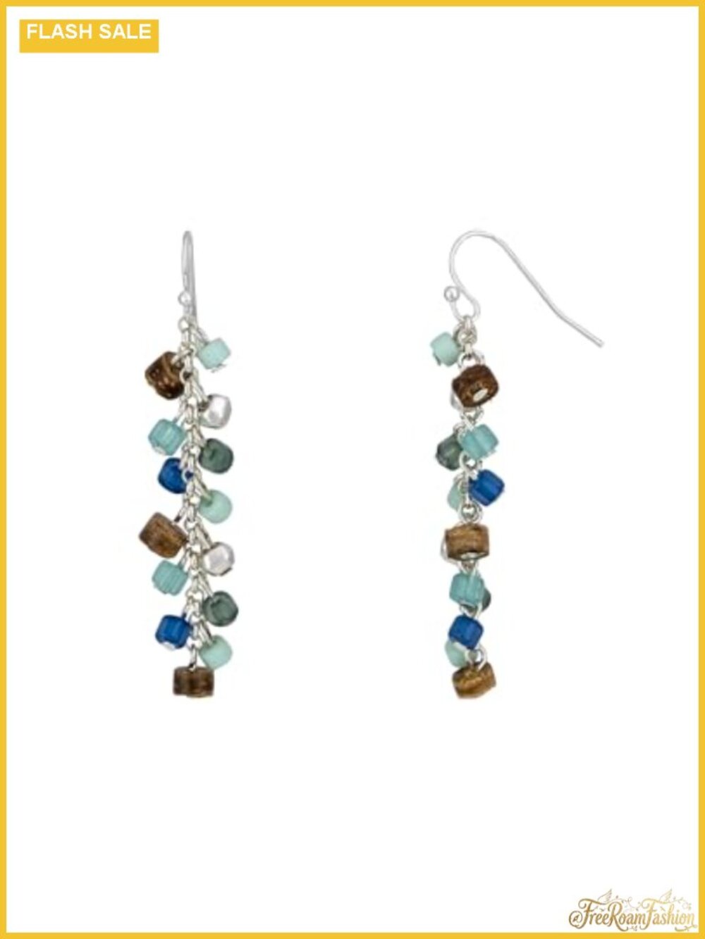 Beaded Linear Drop Dangle Earrings Shaky Bead Design Lightweight